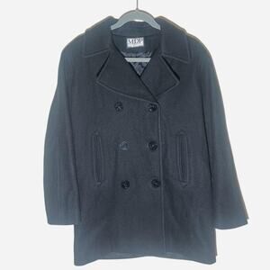 Mario De Pinto Vintage Women's Black Wool Blend Peacoat size Large